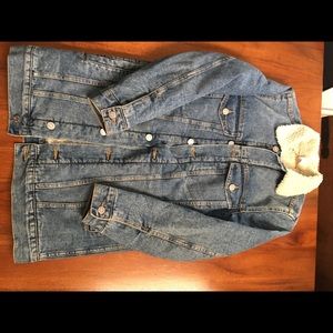 &Denim Long Lined Denim Jacket Size 0